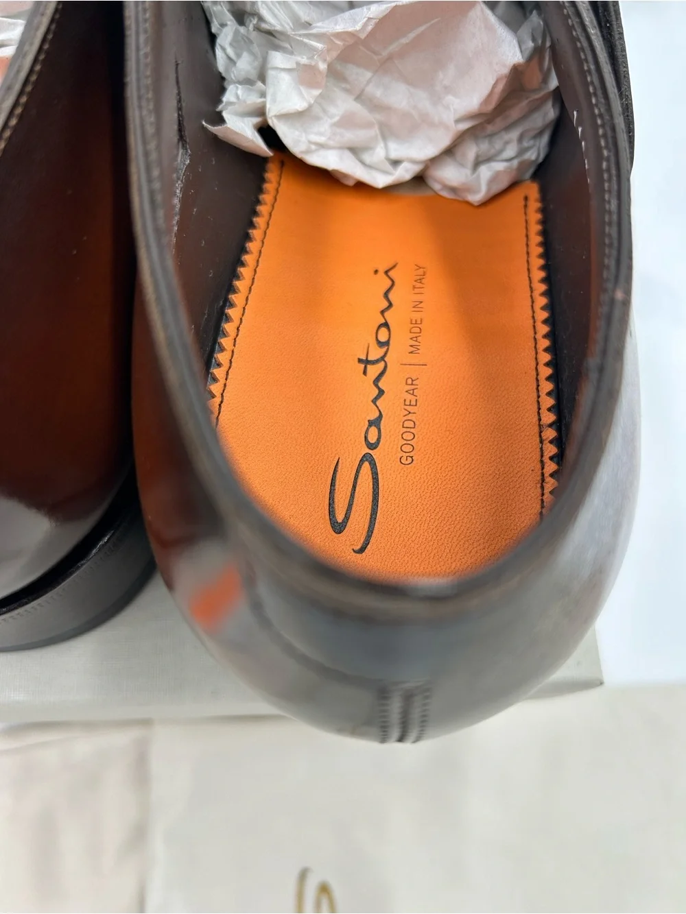 Men's Santoni Ira double Monk strap BURNISHED Leather Oxford, size 11 US